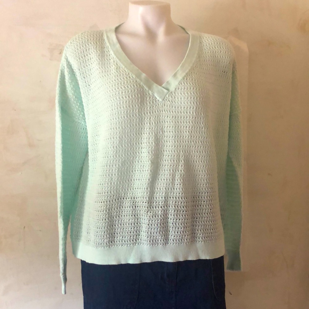 FRENCH CONNECTION Mint Knit V-Neck Sweater Size S